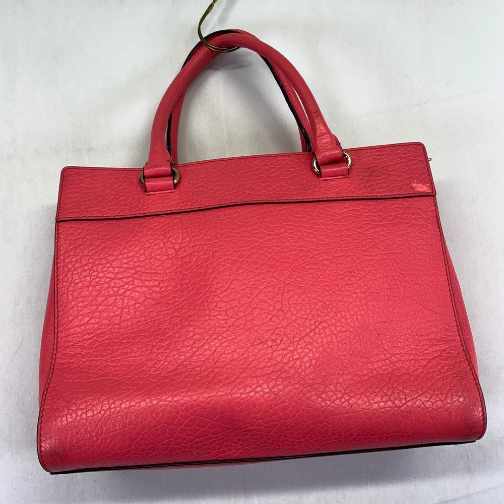 Kate Spade New York Coral Pink Leather Satchel Floral Handbag Tote Missing Strap - Picture 12 of 16